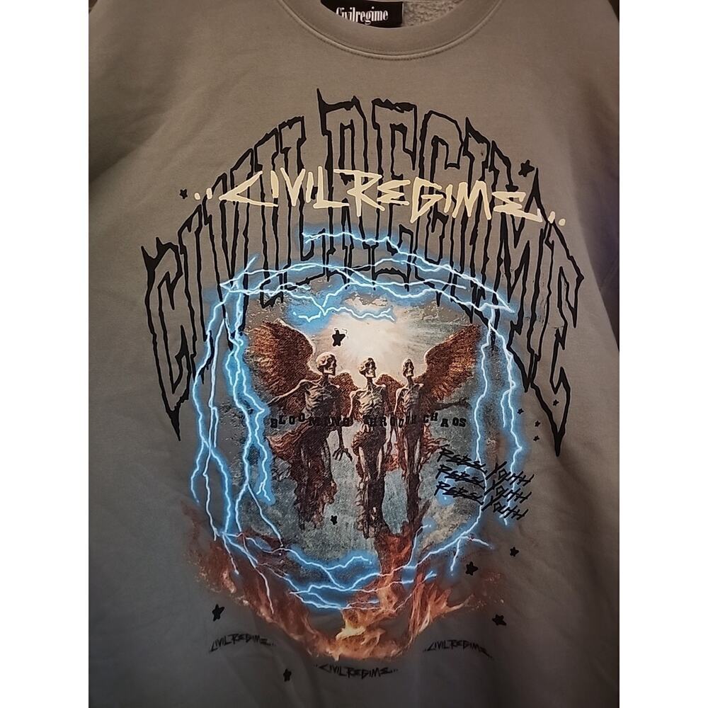 Civil Regime Sweatshirt Lightning Burns Crew Sweater Rebel Youth 2XL‎ New CR3